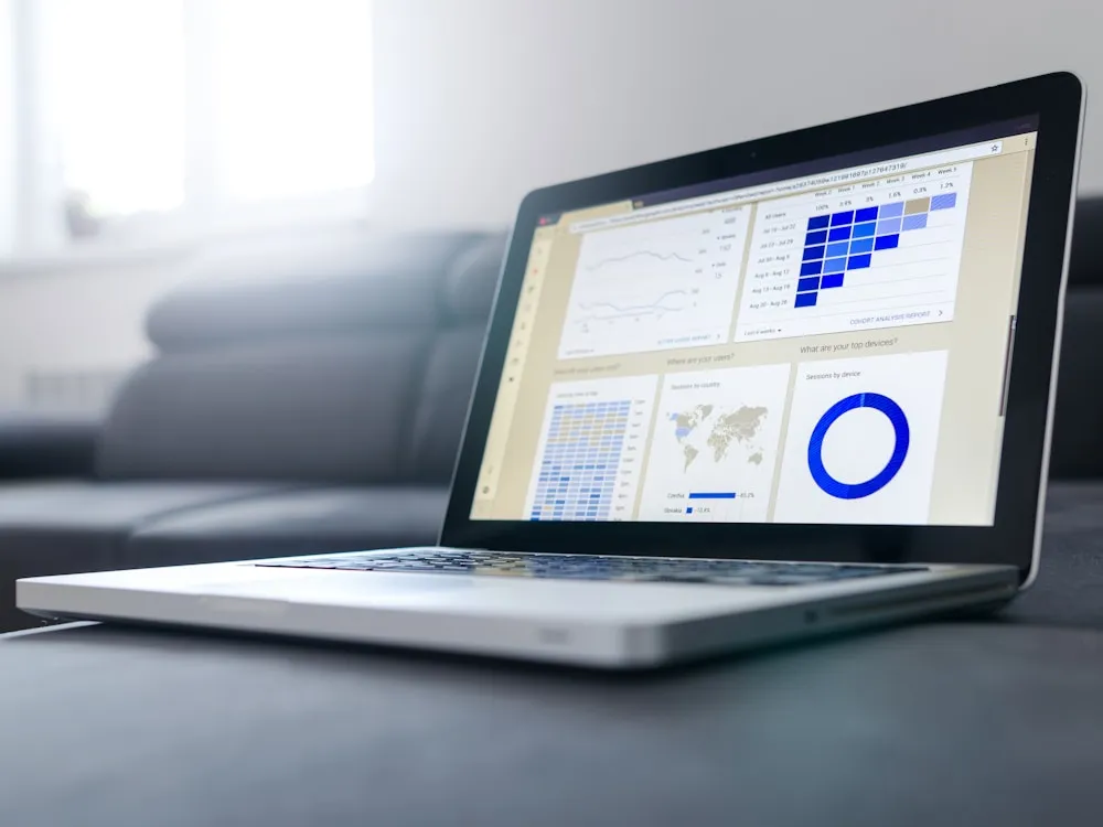 Laptop showing an analytics dashboard