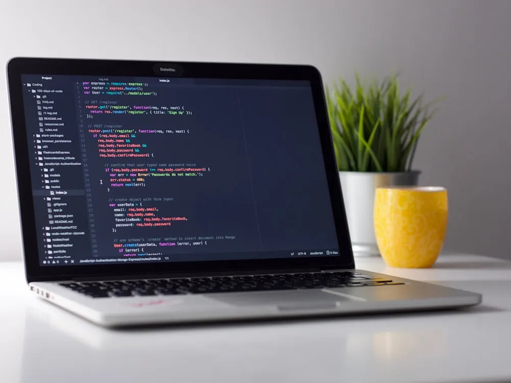 Code editor open on a laptop screen