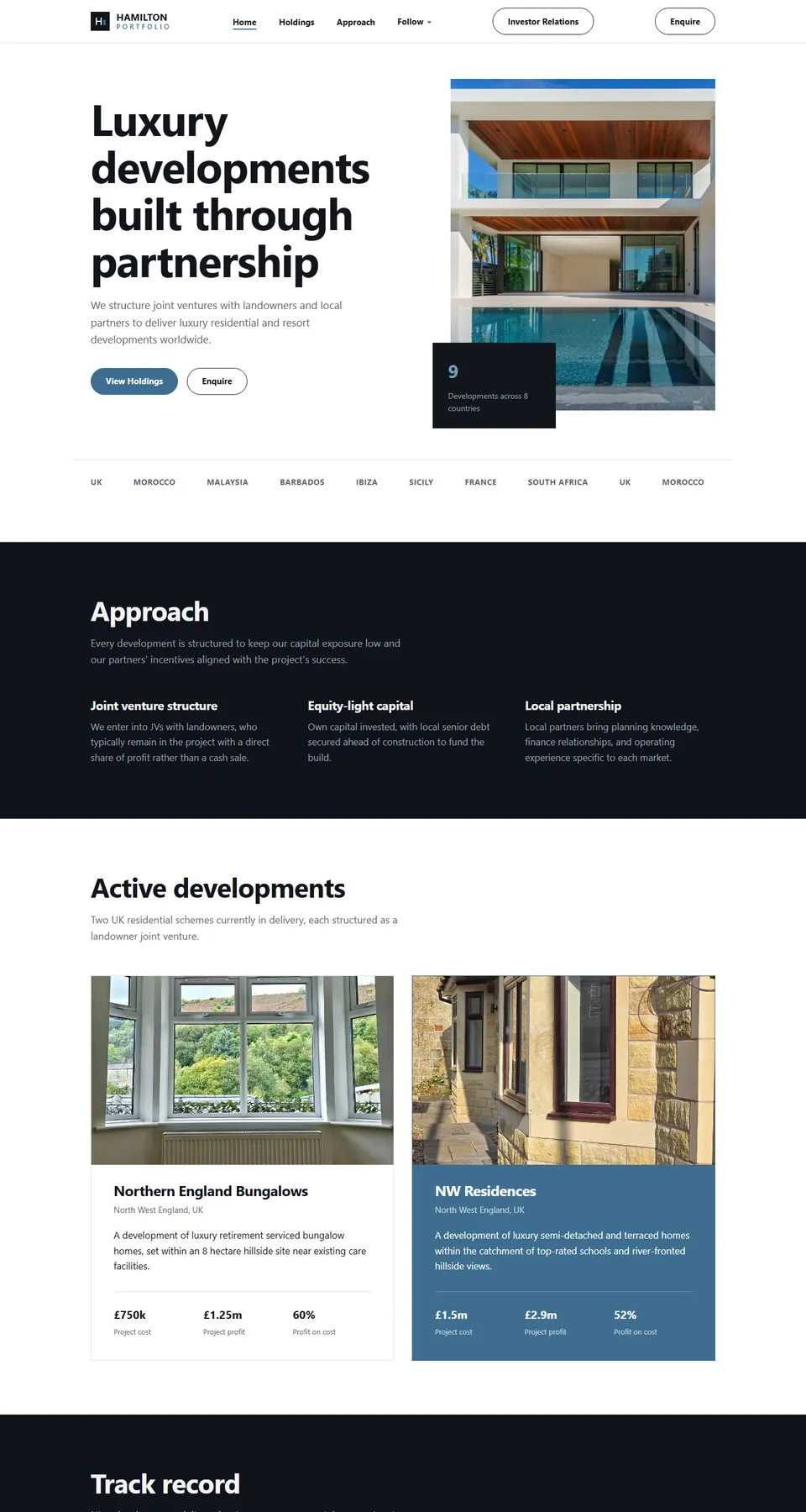 Hamilton Portfolio website screenshot