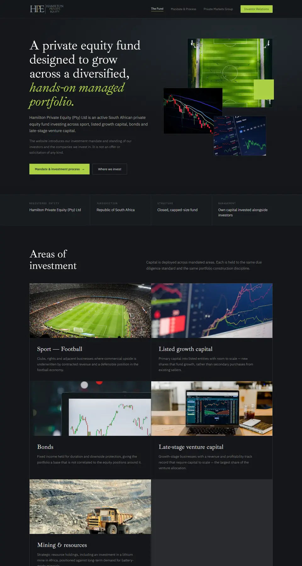 Hamilton Private Equity website screenshot