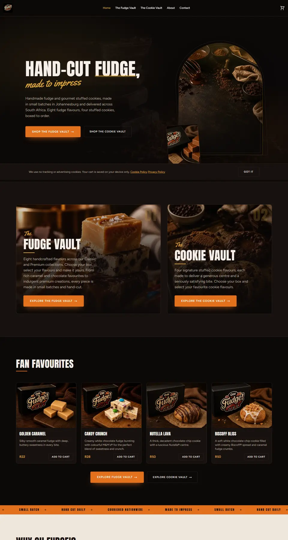 Oh Fudge website screenshot