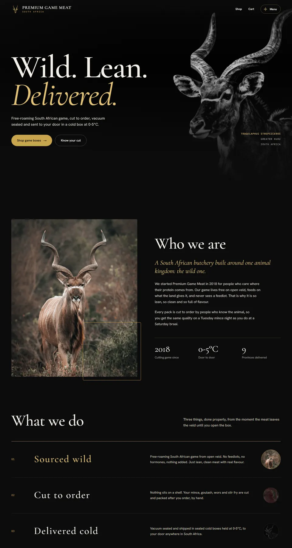 Premium Game Meat website screenshot